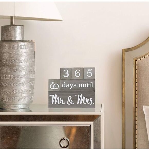 Wedding Countdown Calendar Wooden Blocks for Engagement or Bridal Shower NEW - Picture 6 of 6